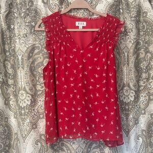 Elle Pink Flamingo Floral Sleeveless Blouse
